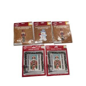 Holiday Style Door Cover & Foam Ornaments Activity Kit Set Christmas Bundle Felt